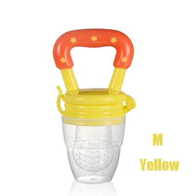 Yellow M Обучающая ручка для кормления бутылочка, силиконовый инструмент для кормления ребенка, соска для кормления ребенка, устройство для кормления, фруктовая свежая еда, Детская соска для кормления - Цвет: Yellow M