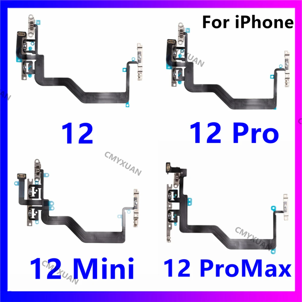 

For iPhone 12 Pro Max Mini 12Pro Power On/Off Volume Up/Down Button Flex Cable Replacement Parts