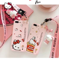 hello kitty for samsung s10s20s21s21pnoto91020ultra cartoon wristband pendant phone casesuitable for girls