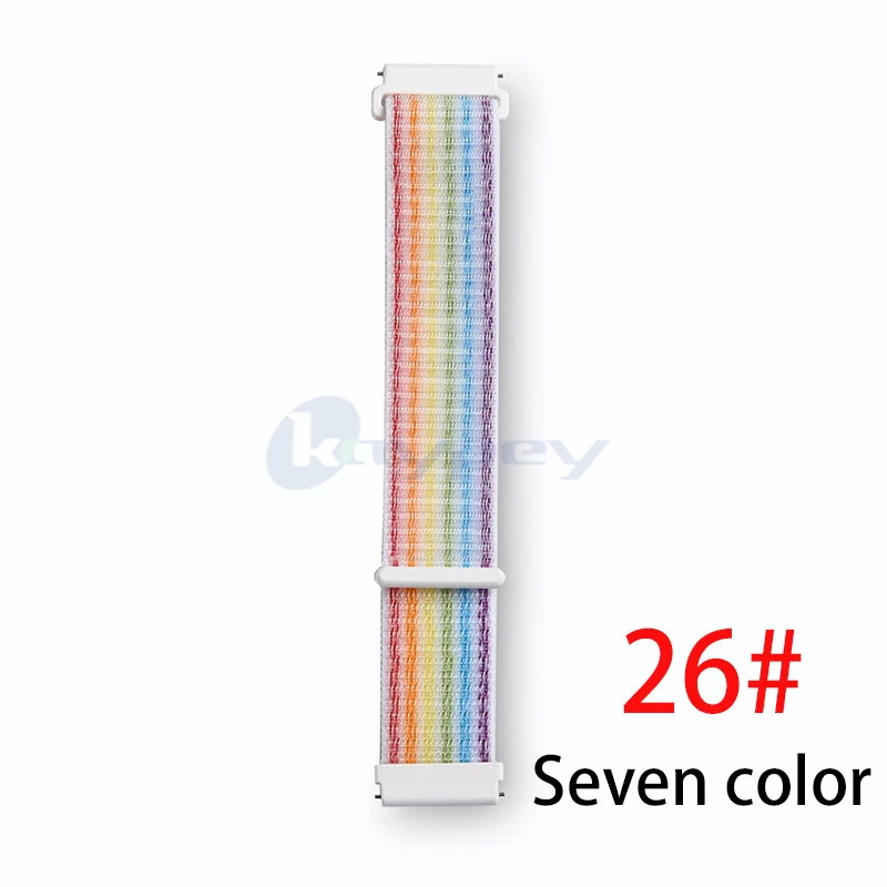 Seven Color 22 мм 20 мм нейлоновый ремешок для Xiaomi Huami Amazfit Bip Pace Stratos 2/2s ремешок на запястье нейлоновая петля ремешок на липучке аксессуары для умных часов - Цвет: Seven Color