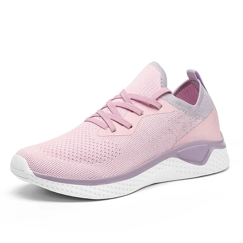 

Luxury 2021 Breathable Women Shoes Fashion Sneakers Stretch Fabric Lace-up Casual Platform Shoes Light Plus Size Women Shoes