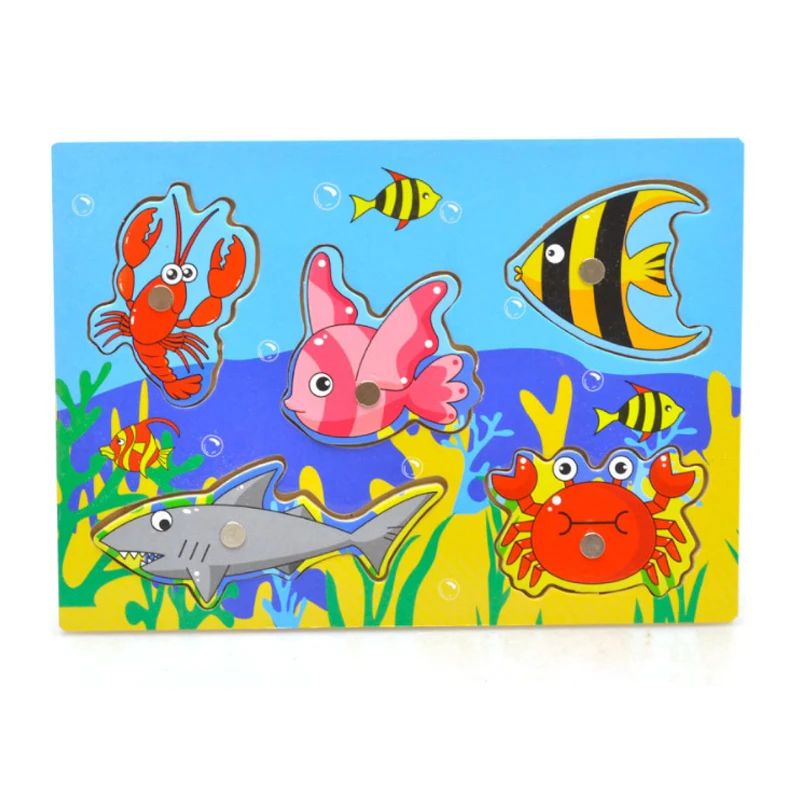 Магнитная головоломка рыболовная игра деревянная океанская магнитная удочка