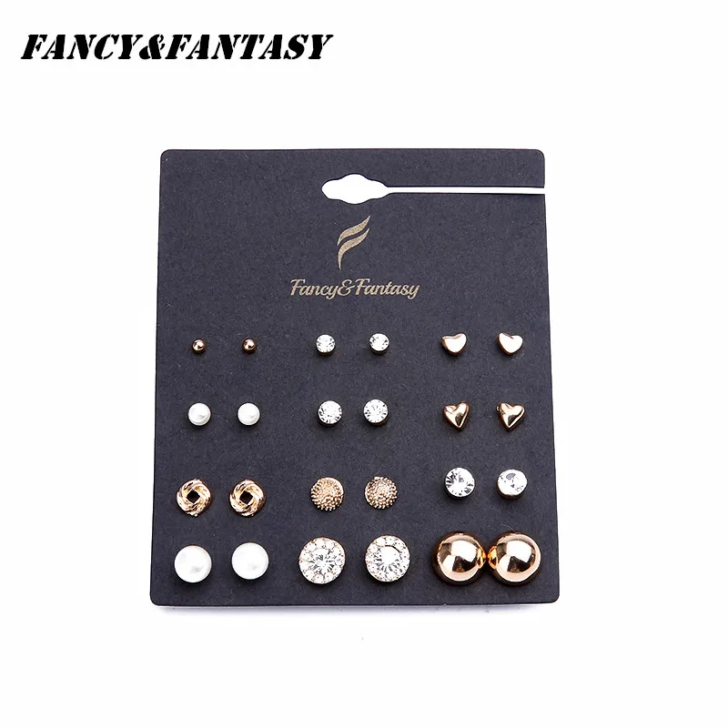 12 пар/компл. Панк золото маленькие круглые серьги гвоздики набор