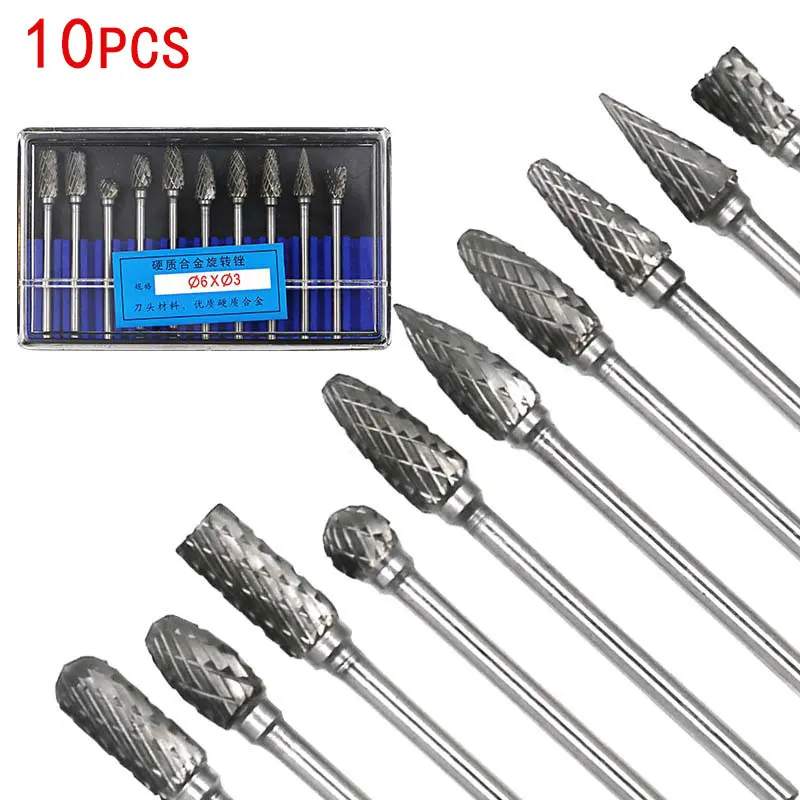 10 штук сверл из карбида вольфрама 3x6 мм фрезы роторные алмазная точка для металла и дерева резцы для фрезерования рукой.