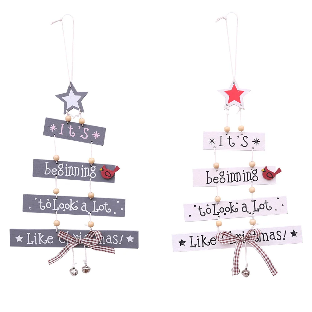 

Christmas Tree Accessories Xmas Decor Letters Door Window Pendant Drop Ornaments with Bells Star Navidad 2020 Home Decoration