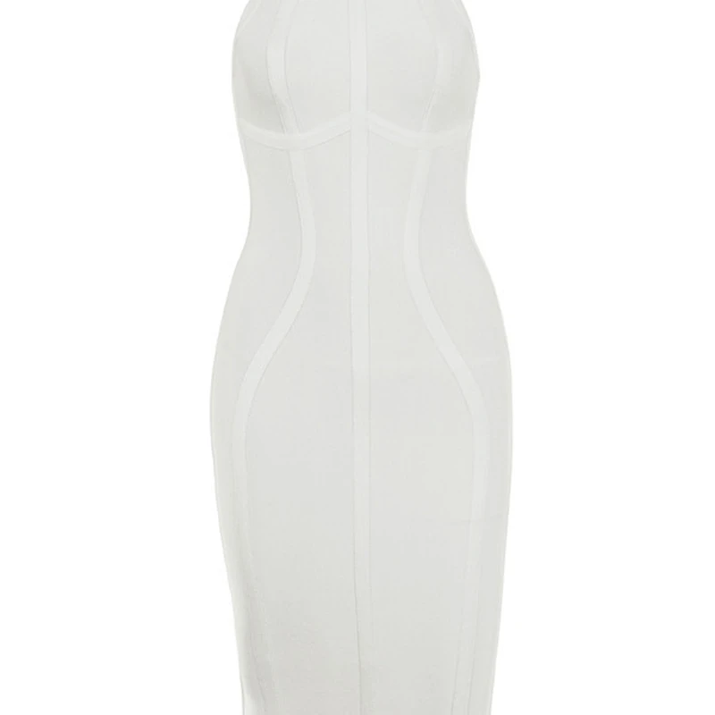 

Bandage Vestido 2020 New Arrival Chain Embellished Women White Bandage Dress Bodycon Celebrity Evening Club Party Dress