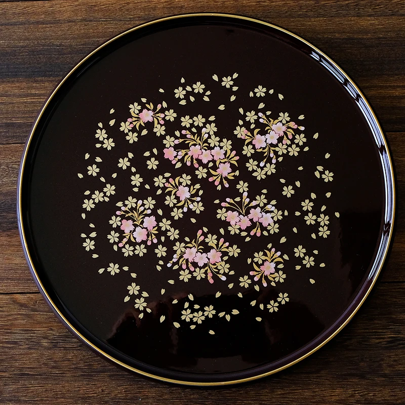Японская Высококачественная Лаковая тарелка ручная роспись Сакура круглая под