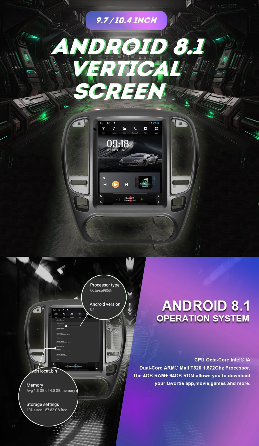 AVGOTOP Android 8,1 Tesla вертикальный экран сенсорный экран Автомагнитола gps 2din для 2007-2011 VW Tiguan 4+ 64 Гб встроенная карта