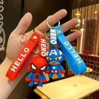 marvel spiderman captain america car keychain cartoon schoolbag pendant doll cute couple circle ring creative key chain