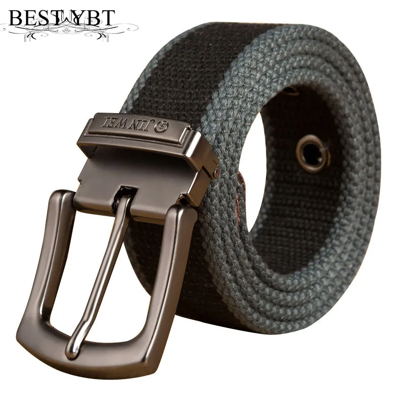 Best YBT Unisex Canvas Belt Alloy Pin Buckle Belt Military Workout Casual Jeans Brand Tactical Weave Unisex Multi-color Belt
