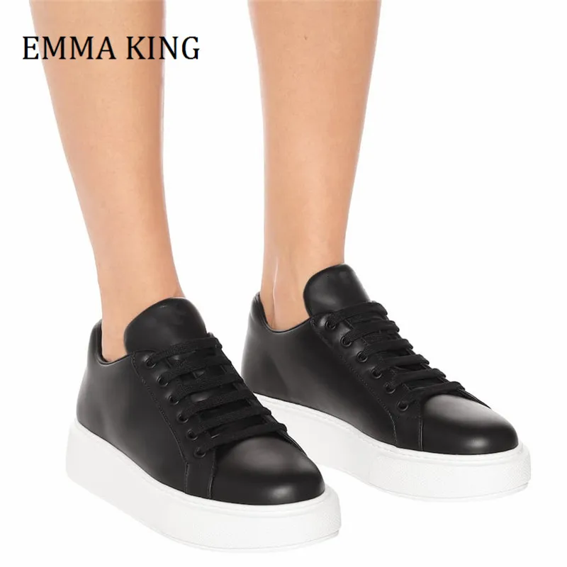 

2021 Spring New Platform Women Sneakers Causual Leather Vulcanized Shoes Brand Designer Outdoor Footwear Flats Female Shoes