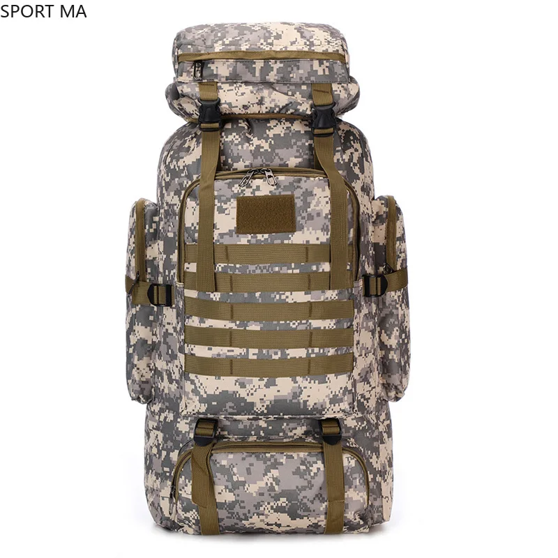 

80L Waterproof Molle Camo Tactical Backpack Military Army Hiking Camping Backpack Travel Rucksack Outdoor Sports Climbing Bag