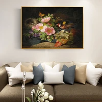wall decor still life with flowers in a glass vase europe vintage canvas painting nordic art poster and prints pictures cuadros
