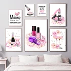 Модный лак для ногтей цвета шампанского парфюм макияж скандинавские плакаты принты настенная живопись на холсте настенные картины для декора гостиной