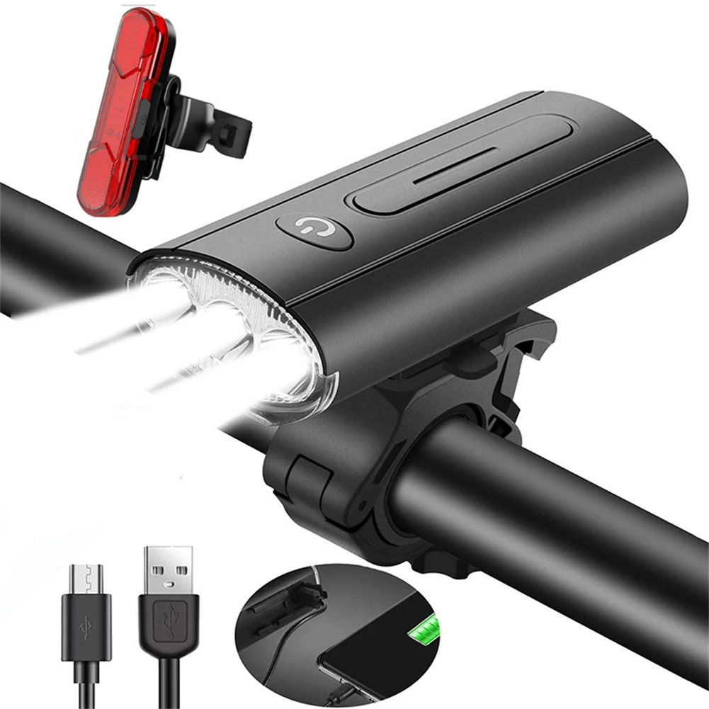 

Bike Light 1200 Lumens USB Chargeable Aluminum MTB Bicycle Light Set 300mAh With Power Bank Headlight Bike Accessories