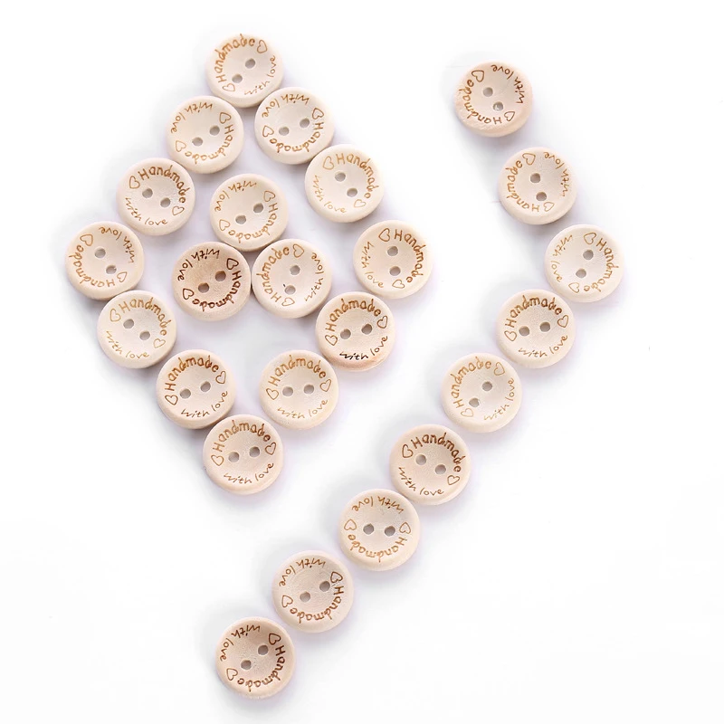 24 шт./лот деревянные пуговицы натурального цвета ручной работы с надписью love для