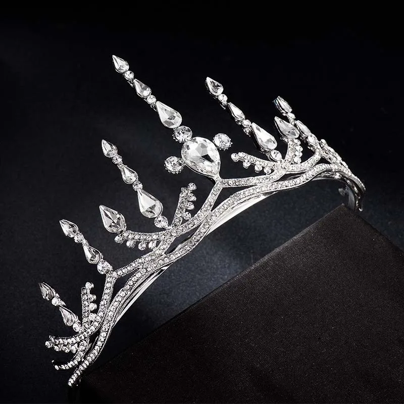 Тиары-короны для невесты FORSEVEN с кристаллами в стиле ретро барокко королевская