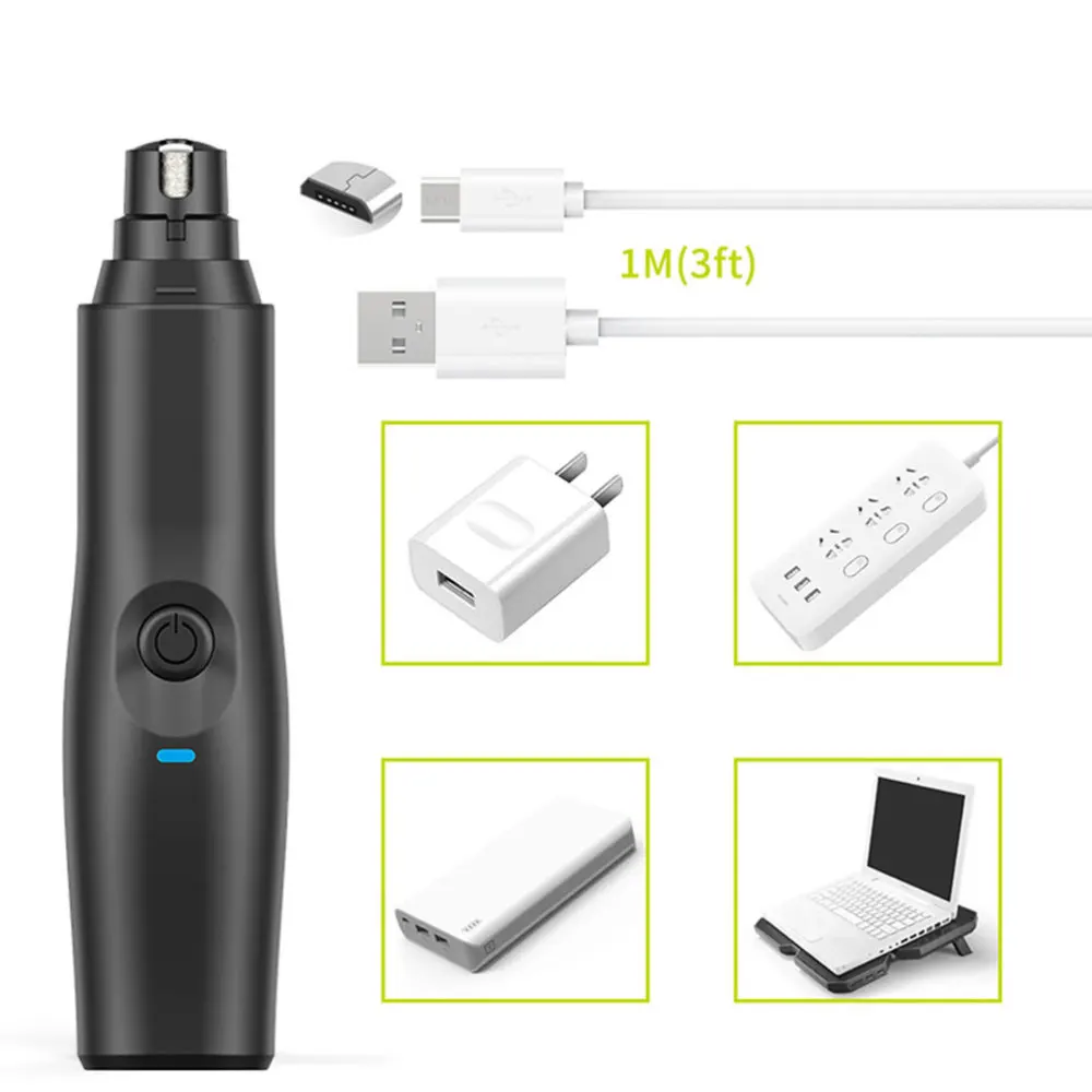 

Electric Pet Nail Grinding Tool Set Replaceable Head Claw Nail Polisher Automatic Nail Clipper Trimmer (Black)