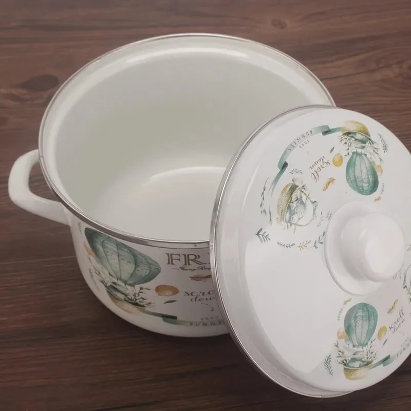 

Enamel Enamel Pot Thickened Binaural Household Soup Pot Induction Cooker Gas Universal Straight Soup Pot Pots and Pans Hotpot