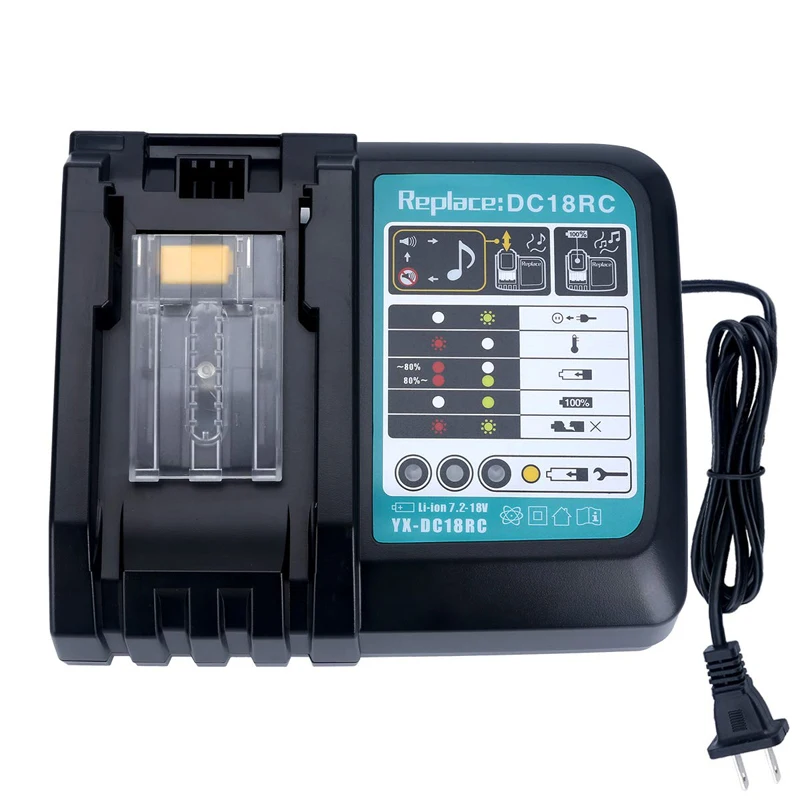 

DC18RC Replacement Battery Charger for Makita 14.4V 18V LXT Lithium Batteries BL1850 BL1820 BL1815 BL1860 BL1430 BL1450 BL1830