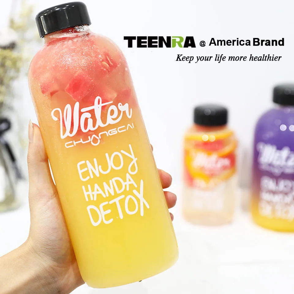 TEENRA 1000 мл большой объем для воды бутылка портативная Спортивная бутылка для питьевой воды герметичная фруктовая лимонная пластиковая бутылка для сока
