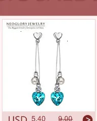 Neoglory, имитация жемчуга, кристалл, стразы, синяя Длинная кисточка, сердце, любовь, висячие серьги-капли в подарок, ювелирные изделия, 2020New He1 B1