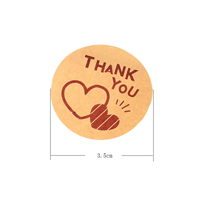 1000pcs/lot Kawaii thank you Round with heart Comic Packaging Seals Sticker Labels for Envelope Birthday Party Gifts Wholesale | Канцтовары