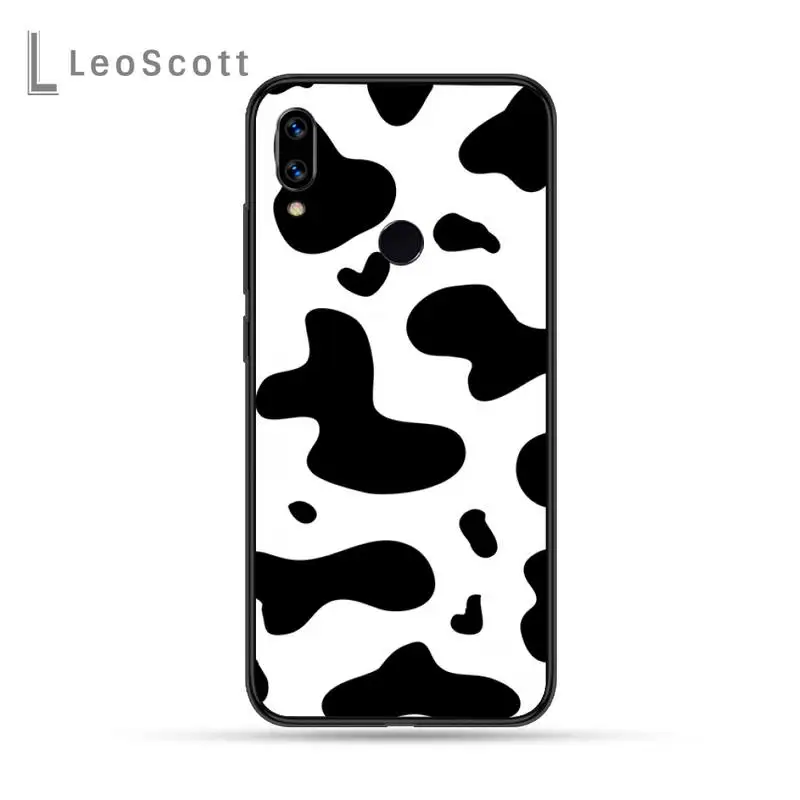 

White Black Cow Symbol Phone Case For Xiaomi Redmi Note 4 4x 5 6 7 8 pro S2 PLUS 6A PRO