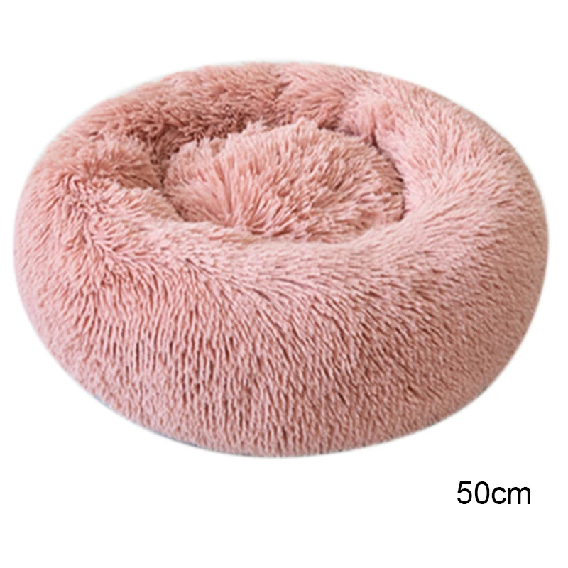 Pink Кровать для домашних животных, собак, кошек, теплая мягкая плюшевая кровать, успокаивающее гнездо, круглый коврик для пончиков AUG889 - Цвет: Pink