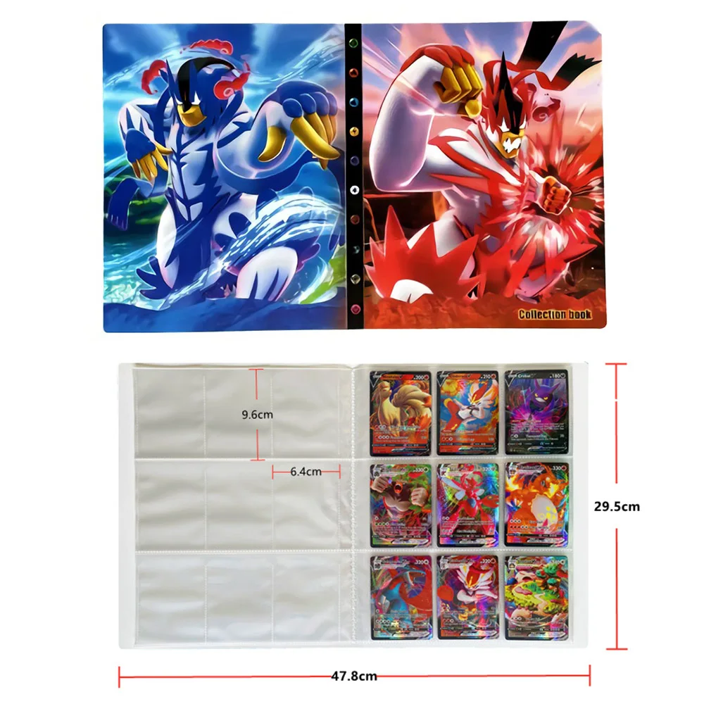 &Aacute;lbum de Pok&eacute;mon para ni&ntilde;os, carpeta de tarjetas de 9 bolsillos, soporte de mapa, colecciones de personajes de videojuego, juguete para regalo, 432 Uds.-1