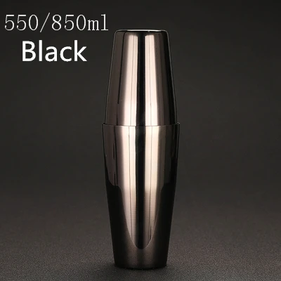 Mirror Black 550/850 мл Нержавеющая сталь коктейльное Бостон бар шейкер Олово/оловянный пруток комплект принадлежностей для вращающихся инструментов - Цвет: Mirror Black