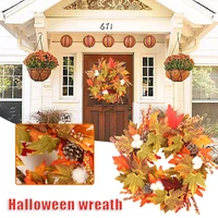 fall theme wreath artificial pine cones berry hanging ornament thanksgiving decoration for home farmhouse garden hogard