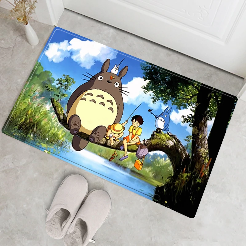 

Cartoon Totoro Bathroom Rug Entrance Door Living Room Carpet Washable Hall Floor Mat 3D Printed Fashion Doormat Hallway Carpets