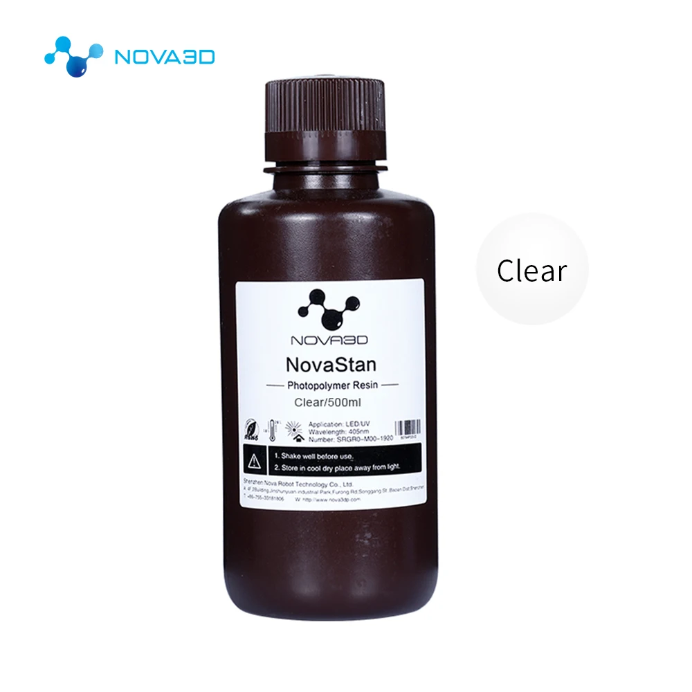 500ml Transparent NOVA3D 405nm УФ Смола 500 мл 3D-принтеры печать Материал ЖК-дисплей DLP объект соглашения о качестве предоставляемых услуг ультрафиолетовое чувствительных Жидкость фотополимерных - Цвет: 500ml Transparent