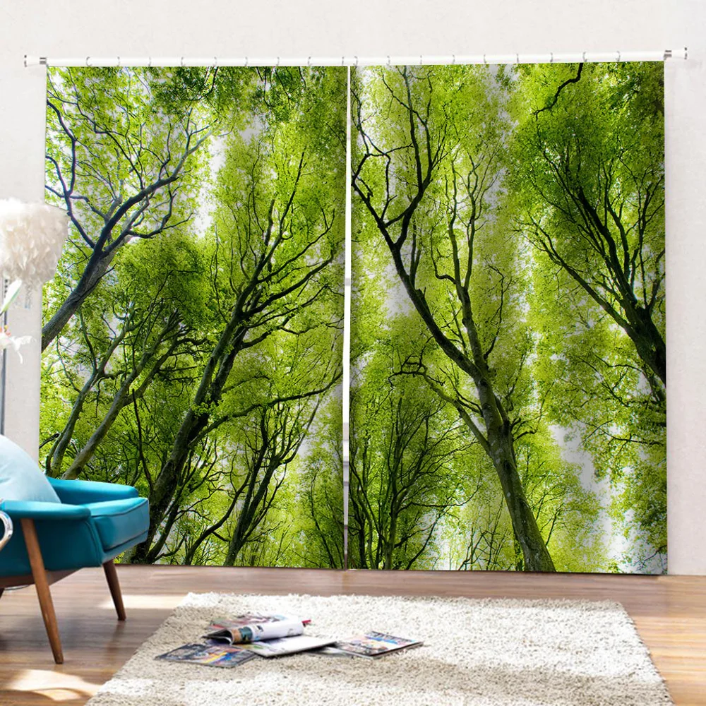 Роскошные затемняющие 3D оконные шторы для гостиной спальни большие зеленые