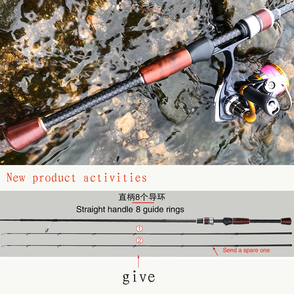 AIOUSHI Fishing Trout rod 2021 ultra light fast spinning rod 2-stage  L ML carbon ring casting traveling rod，solid wood