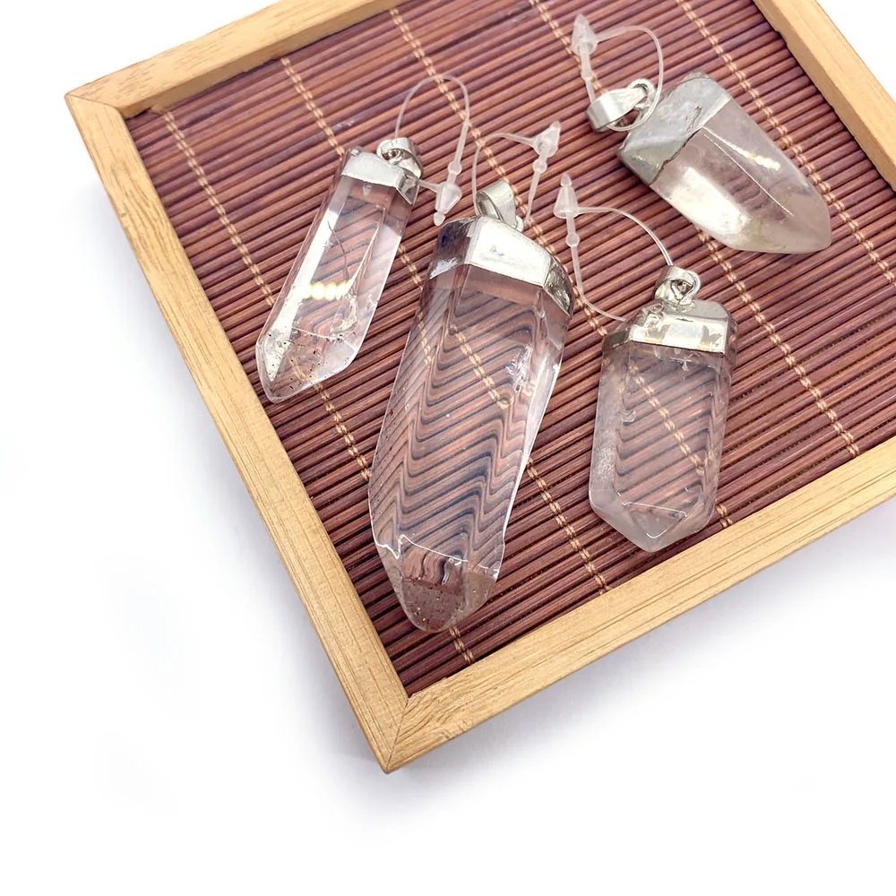 

Natural Stone Pendant White Transparent Crystal Carved Irregular Shape Pendant Designer Charm DIY Necklace or Jewelry Making