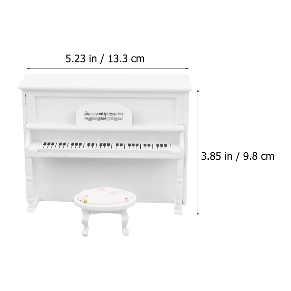 

1Set Mini Piano Stool Adornment Creative Landscape Ornament DIY Decor White