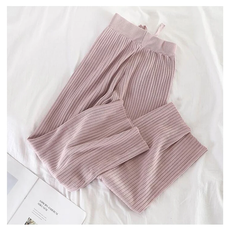 Трикотажные широкие брюки новинка 2019 Теплые универсальные модные осенне-зимние