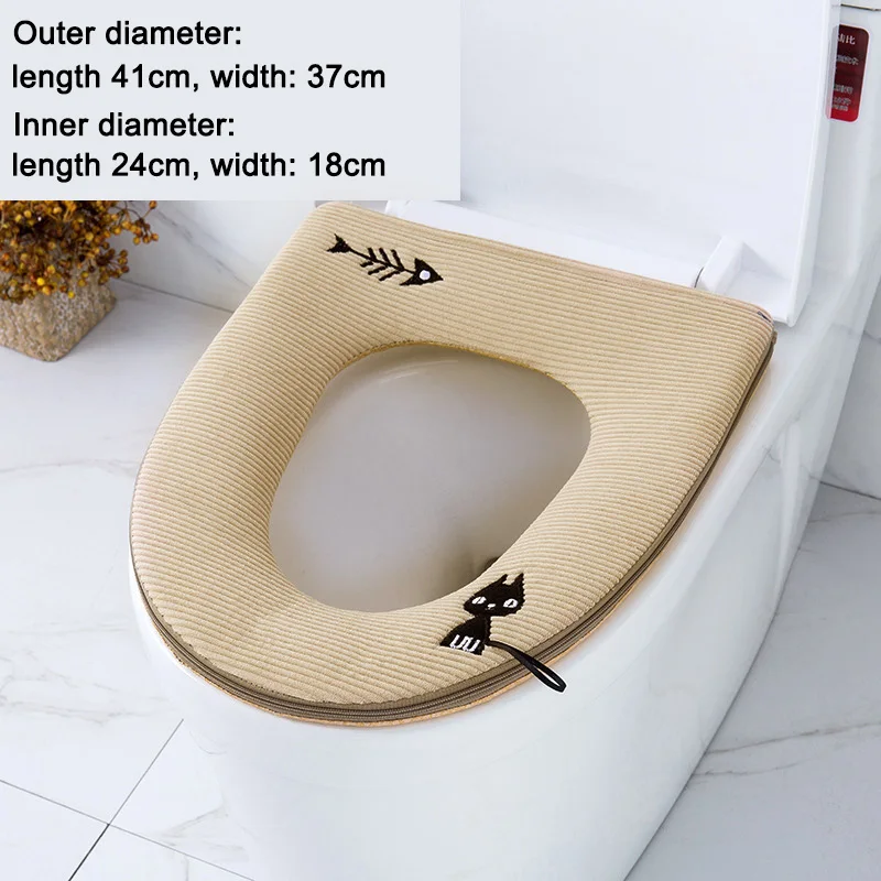 Теплый мягкий чехол для унитаза коврик сиденья на молнии мультяшный стиль