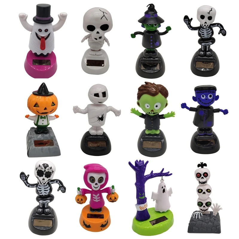 

Танцующий Хэллоуин на солнечной батарее, качающийся анимационный Bobble Танцующая игрушка, украшение для автомобиля на солнечной батарее, кре...