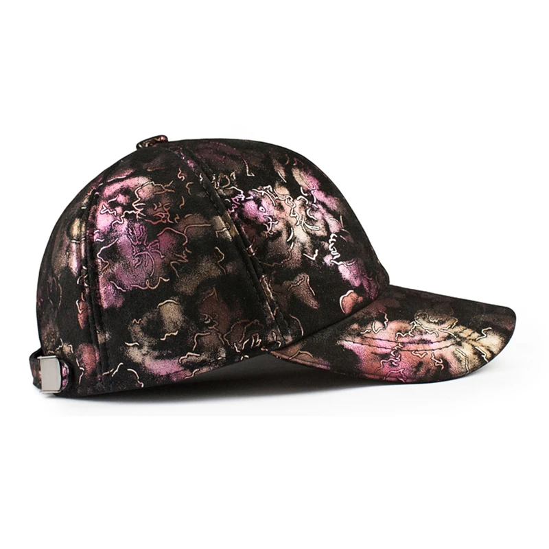 2020 Autumn Winter Women Men Genuine Sheepskin Hat Elder Warm Leather Cap Father New Year Gift Suede Beret Printing Baseball Hat