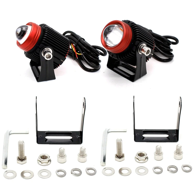 

2PCS Universal Motorcycle Led Headlights LED Spotlights Dual Color High Low Beam Auto Auxiliary Lamp
