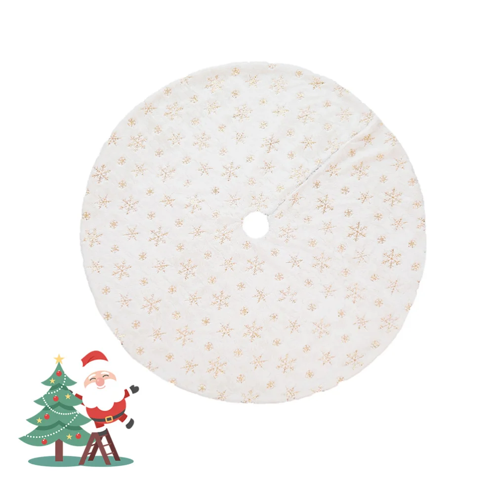

90cm Round Christmas Tree Foot Carpet High-grade Plush Beads Embroidered Christmas Tree Skirt Xmas Tree Apron Home Party Decorat
