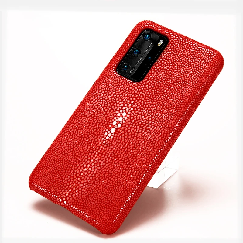 

Genuine Pearl Gourami Leather Phone Case for Huawei P40 Pro P20 P30 Lite Mate 40 20 Nova 5T Cover For Honor 20 Pro 10 10i 8A 9X