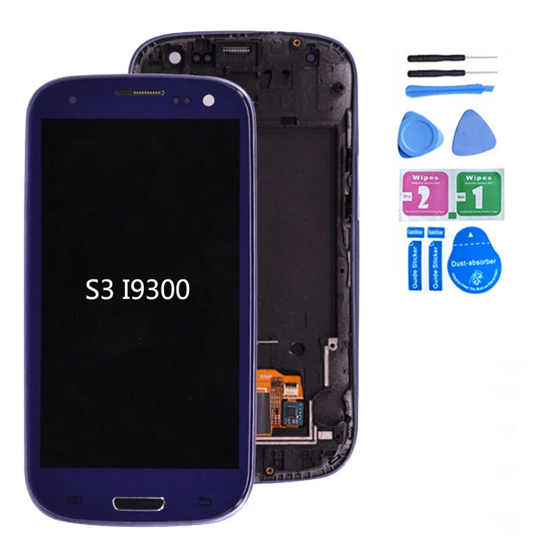 

ЖК-дисплей для Samsung Galaxy S3 i9300, сенсорный экран, дигитайзер, Главная кнопка, полная сборка, с рамкой, подарок, инструменты для ремонта