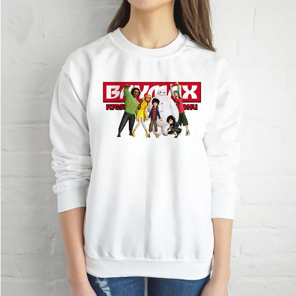 

Свободный свитшот с большим героем 6, унисекс, камизета, пуловер с анимацией, диснеевские хипстерские свитшоты с принтом Baymax, винтажные свит...