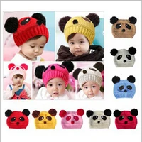 lovely cute animal panda warm woolen baby hats and caps kids boy girl crochet beanie hat winter cap for children bp12