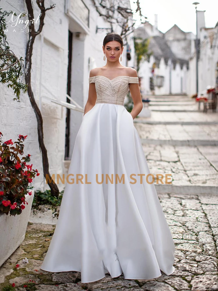 

MNGRL New simple wedding dress backless sleeveless design chiffon lace bride dresses princess dress plus size tailor-made