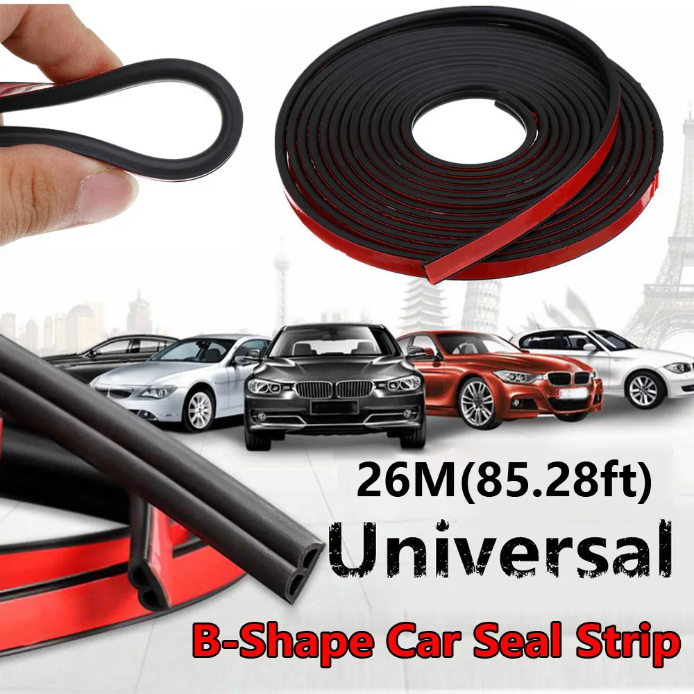 

Edge Car Seal Strip Noise Reduce 26M Universal B-Shape Type Trim Rubber